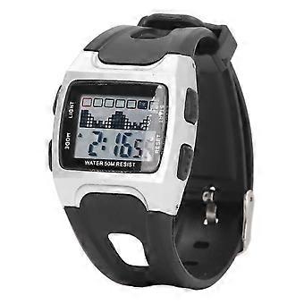 50m étanche montre de sport LED veilleuse calendrier alarme multifonctionnel Vintage élastique montre de sport numérique argent