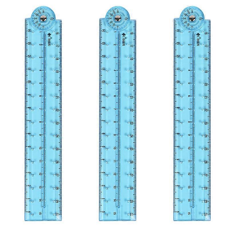 3pcs Folding Ruler, 30cm Shatterproof Plastic Ruler, Office Ruler for School Children ( Blue )
