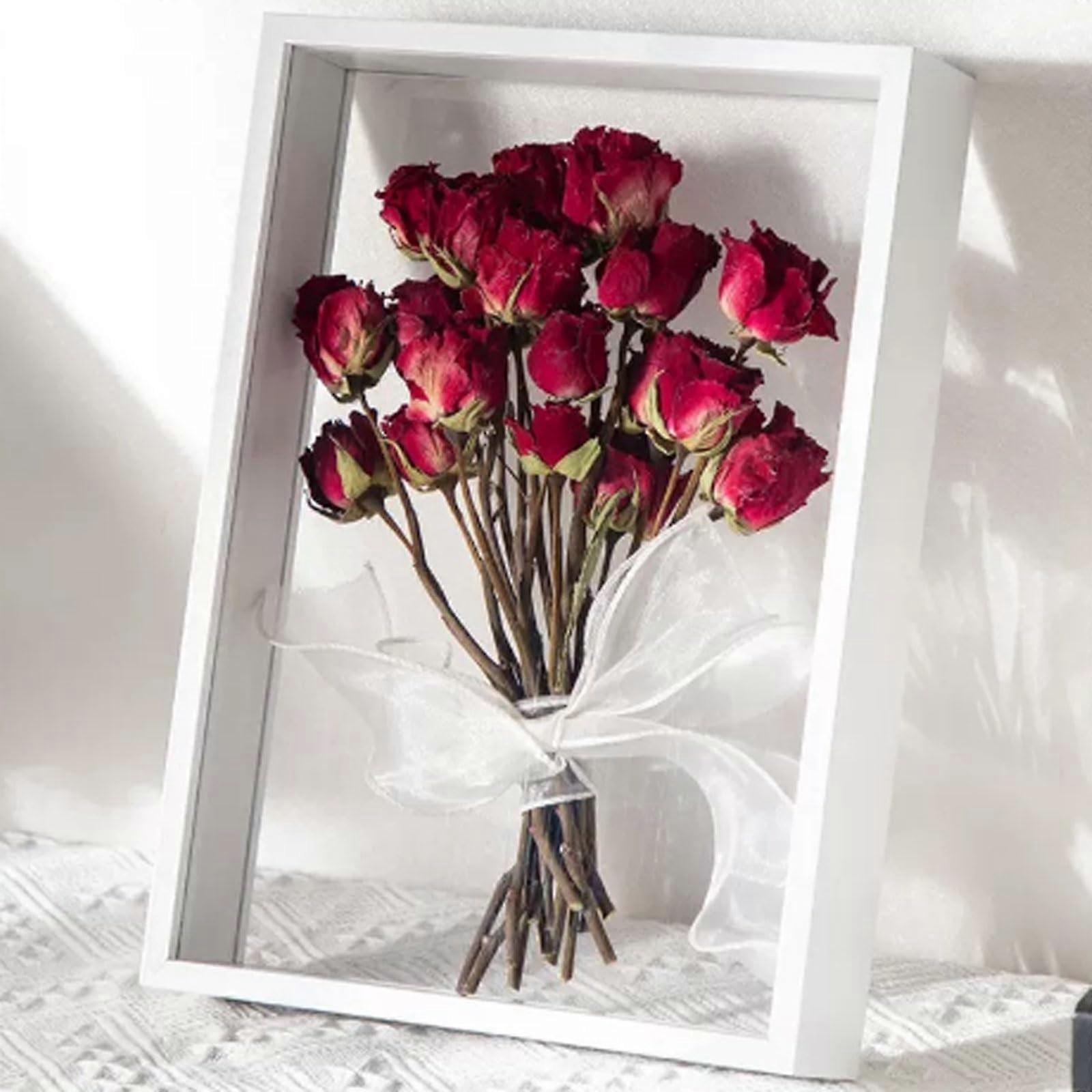 3D Picture Frame Filling, 3D Object Frame Depth 4 cm, Photo Frame for Dried Flowers, Wedding Bouquet, DIY Artworks White 7 inches