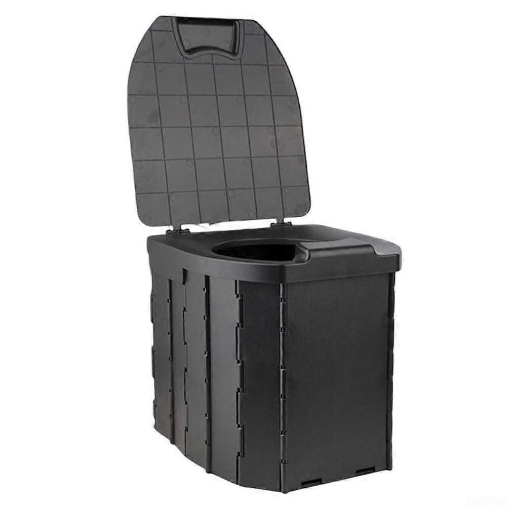 Compact camping toilet with lid, ideal for backpacking trips, picnics, and outdoor events (black)
