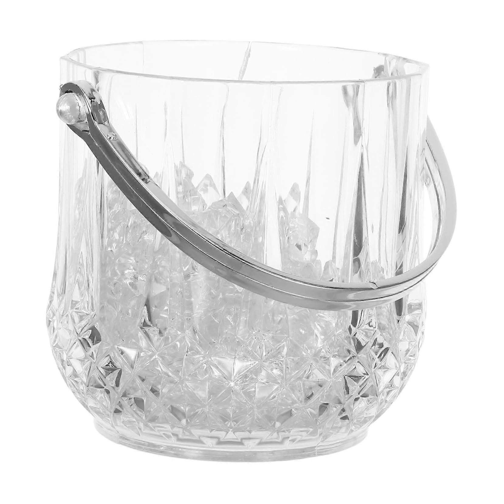 1 Set Acrylic Ice Bucket with Artificial Ice Cubes, Transparent Bucket, Ice Container, Drinks Cooler for Bar Cocktail Parties