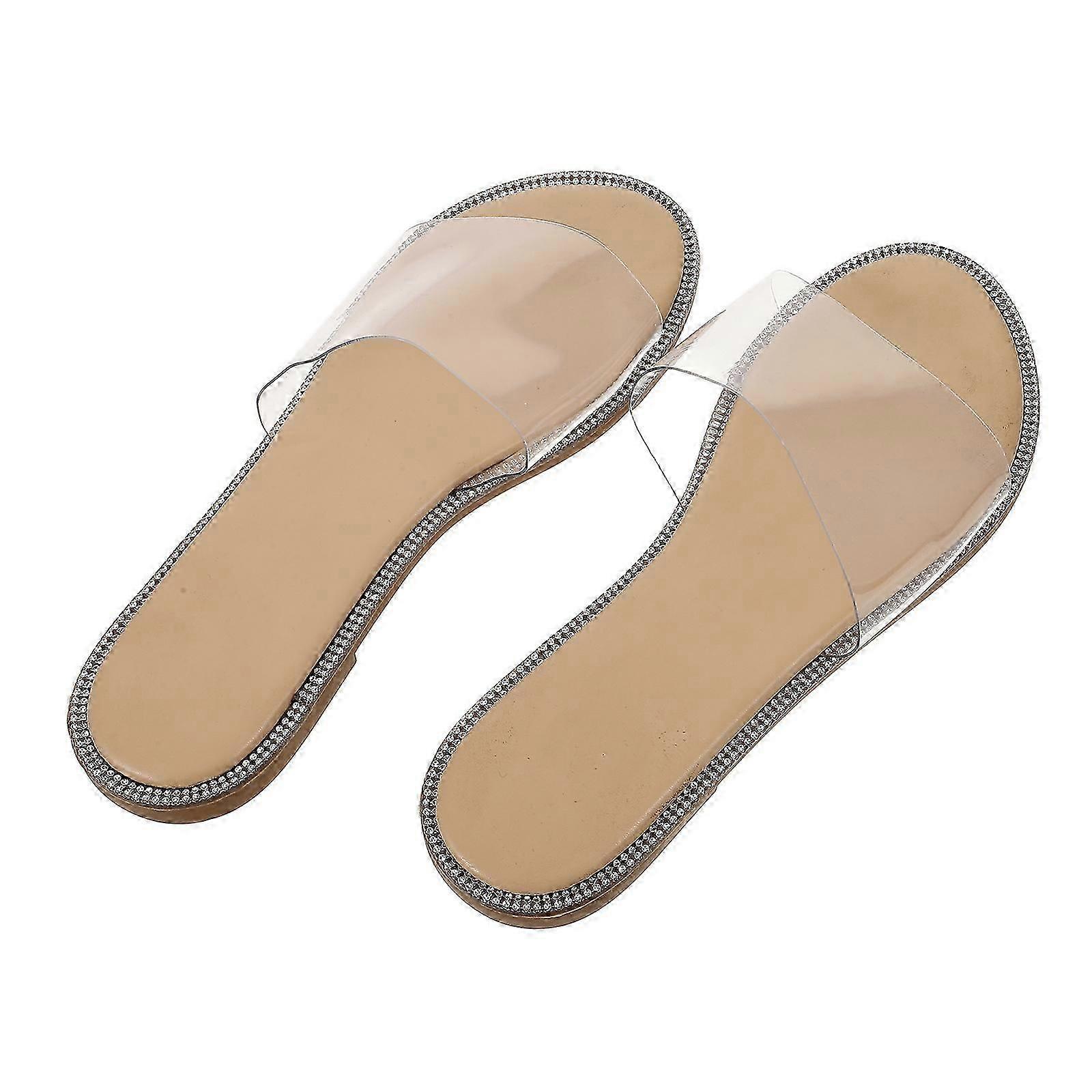 Clear Beach Shoes Flat Bottom Slippers For Women Comfortable Walking 1Pair