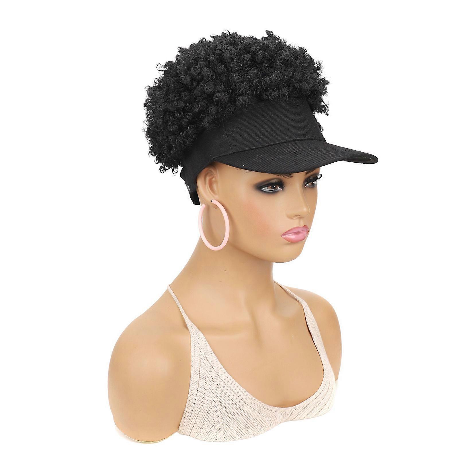 Kapelusz Peruka dla kobiet Kręcona syntetyczna peruka z dołączonym kapeluszem na wakacje w podróży