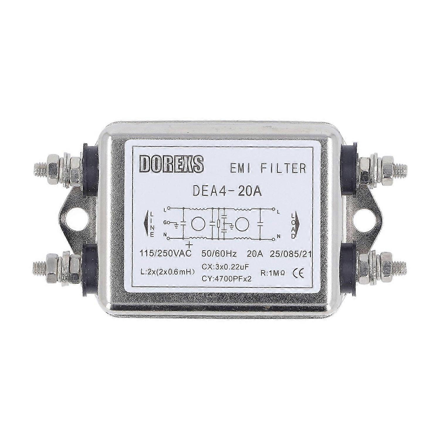 EMI Filter Noise Suppressor Power EMI Filter 2 Pole 1 Phase AC 115V 250V 20A 50/60Hz