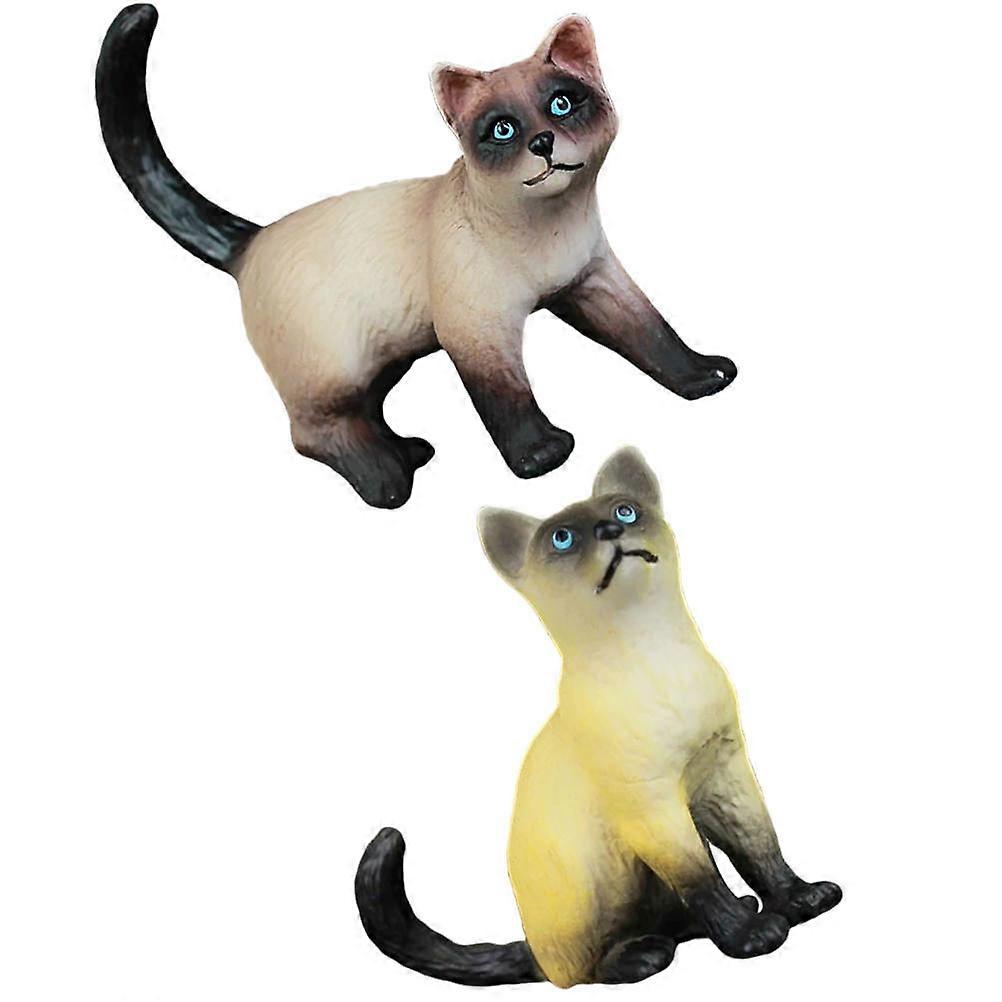 Lifelike Cat Figurines Miniature Cat Models Photo Props Standing Cat Assorted Color High-End Plastic 2Pcs