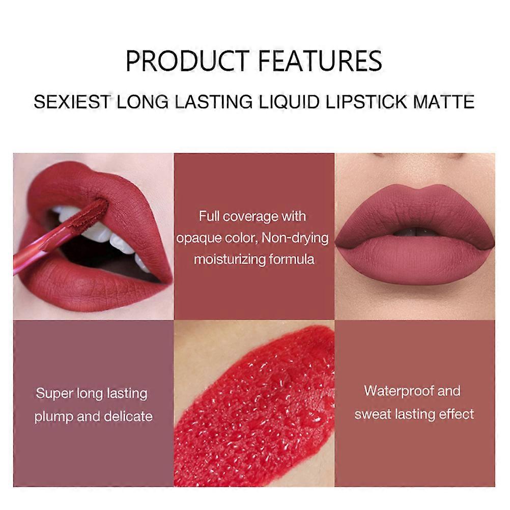 6pcs Frauen Matte Liquid Lippenstift Set Wasserdicht Matte Lip Gloss Set Langlebiger Lippenstift