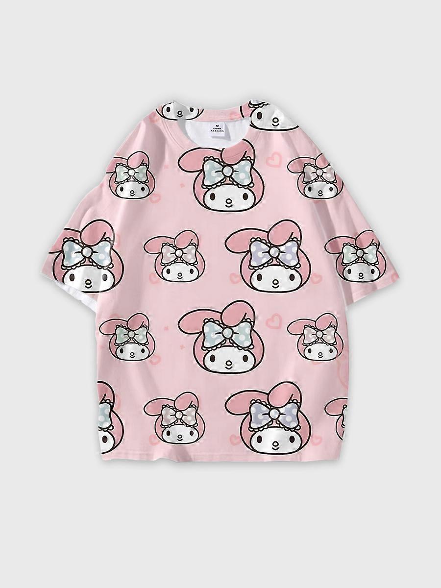 T-shirt girocollo Cartoon Pattern manica corta sciolta JW5359