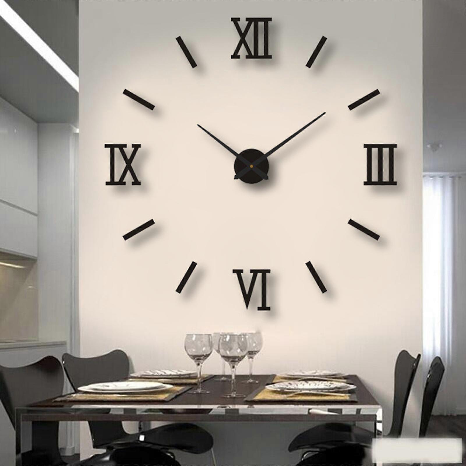 Amazon Cross-Border Minimalist 3D DIY Mute Wall Clock - 40cm Black Art Decor Clock
