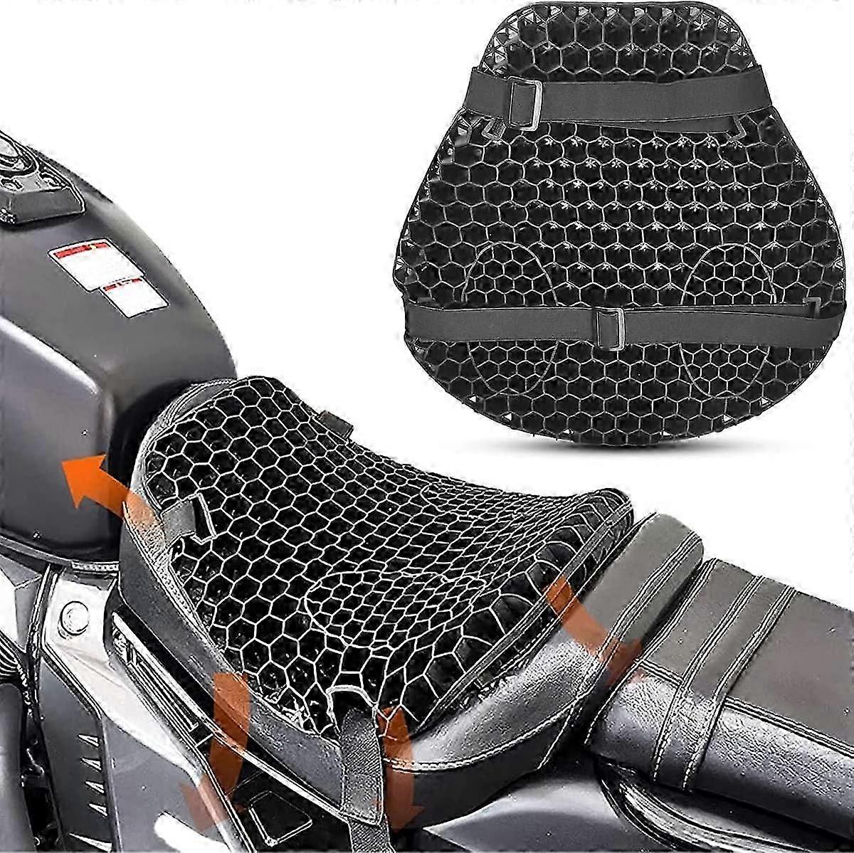 Coussin De Siège De Moto Gel Absorption Des Chocs 3D Maille Nid D’abeille Coussin De Siège De Moto Respirant Séchage Rapide Housse De Siège De Selle De Conduite De Selle Imperméable