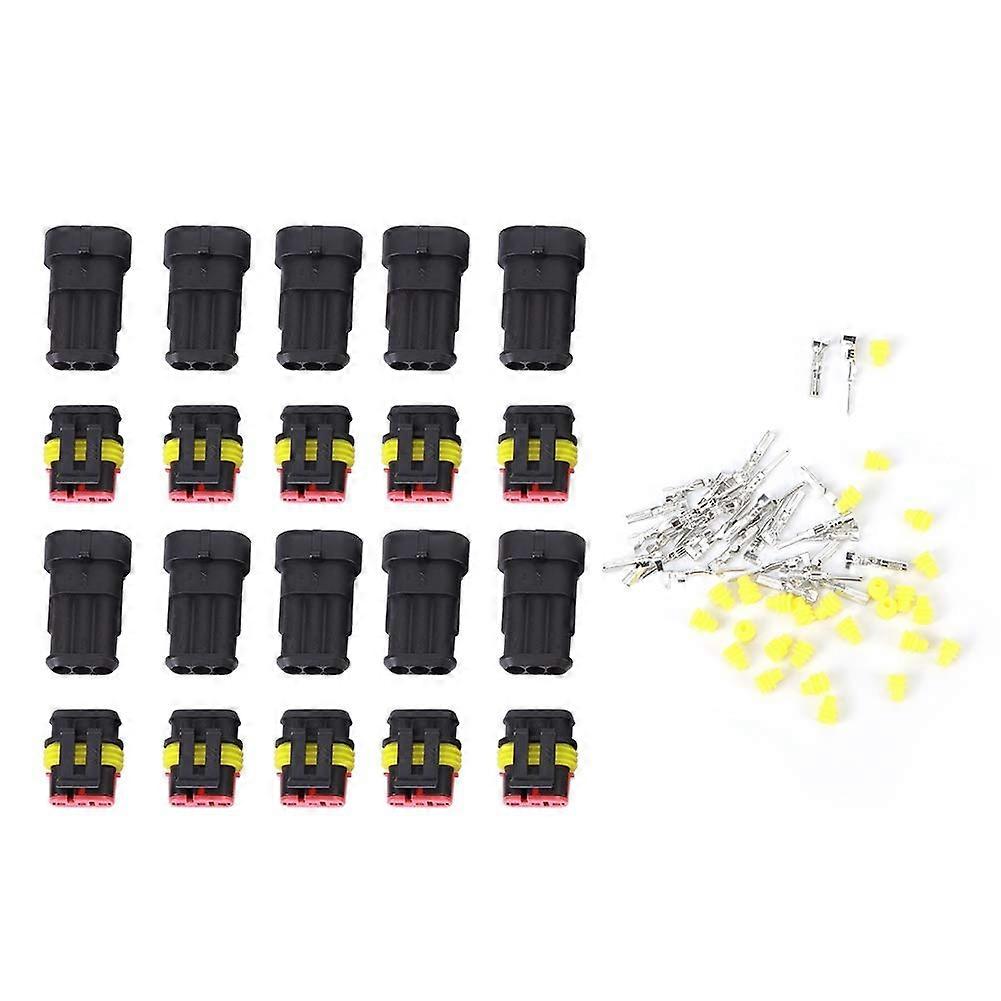 3 Pin Way Electrical Plug Connector Terminal 10 Sets ABS Silicone Material for Auto Motorcycle Boat Marine Vehicle Wiring Connection