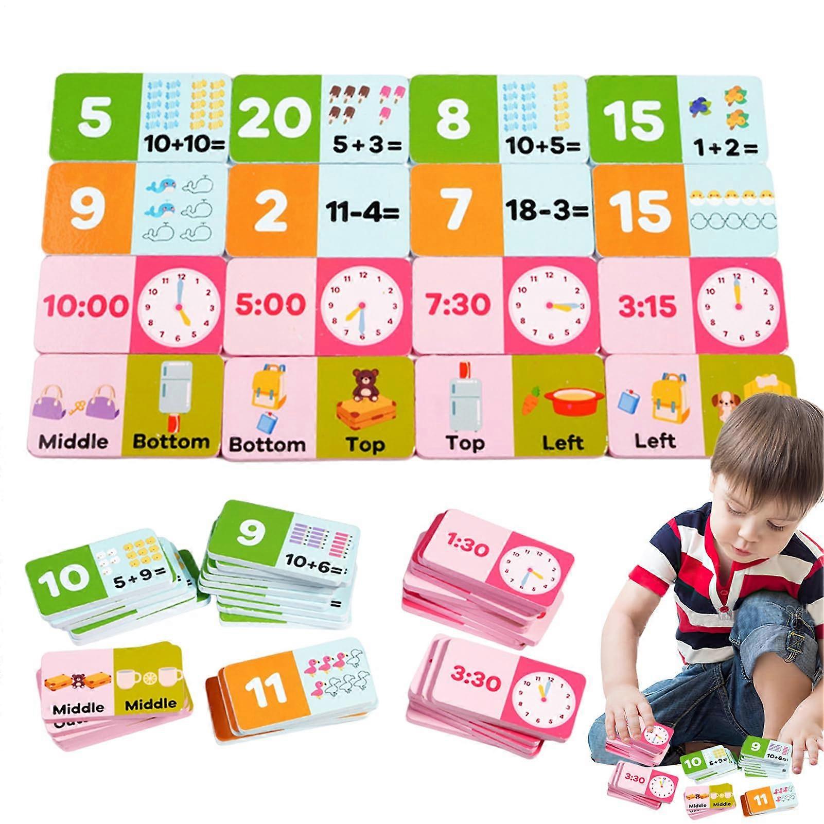 Math Learning Games for Grade 1 and Up, Wooden Toys with Time Word Recognition for Children 68