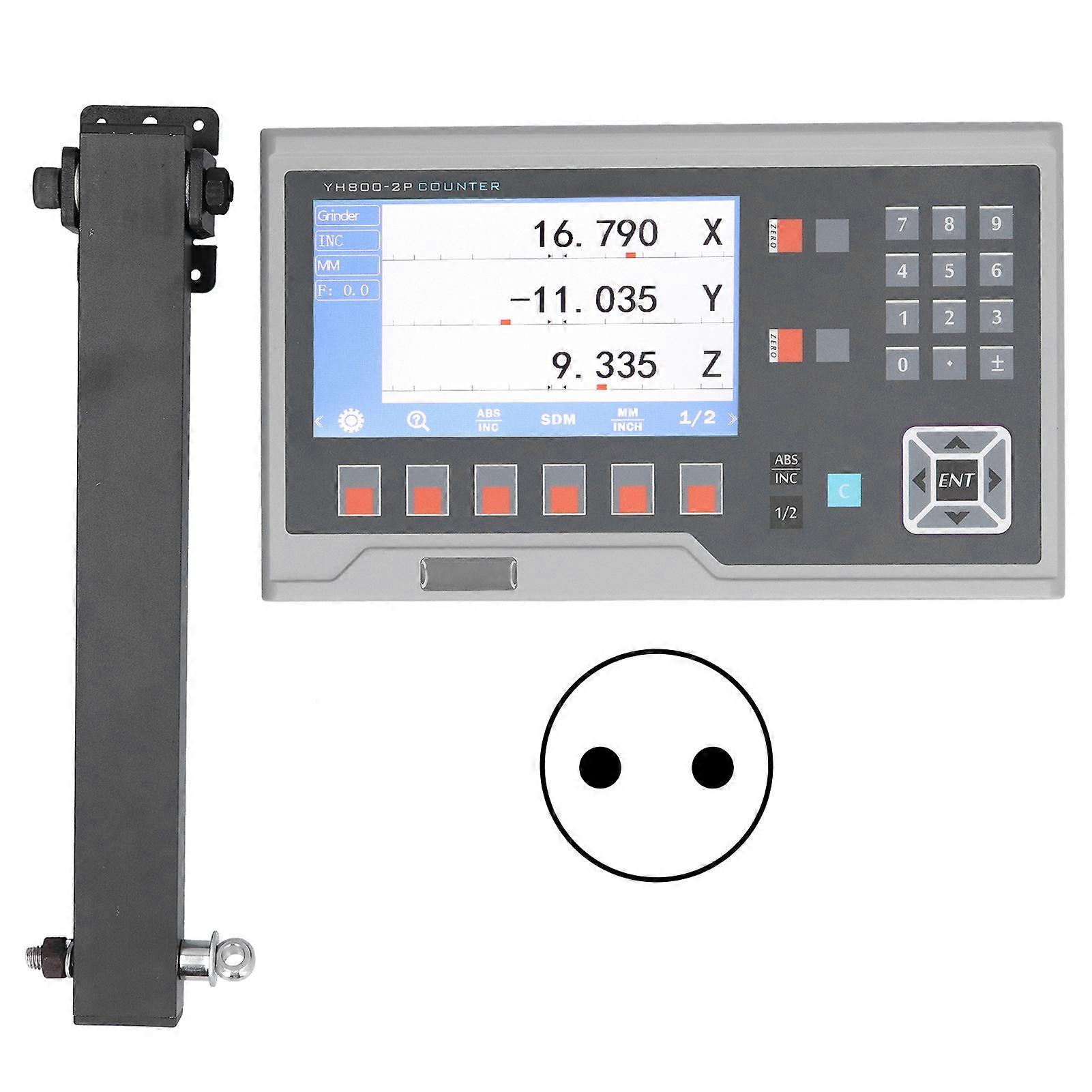 LCD Digital Readout Linear Scale Encoder Magnetic Grating for Lathes Milling Machine AC 80‑260VEU Plug 2 Axes