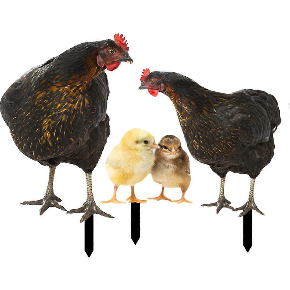 Chicken Stake Decor Set Lawn Art for Outdoor Garden, Rustic Modern Style, Rooster Hen Decoration for Themed Parties and Trick Treating