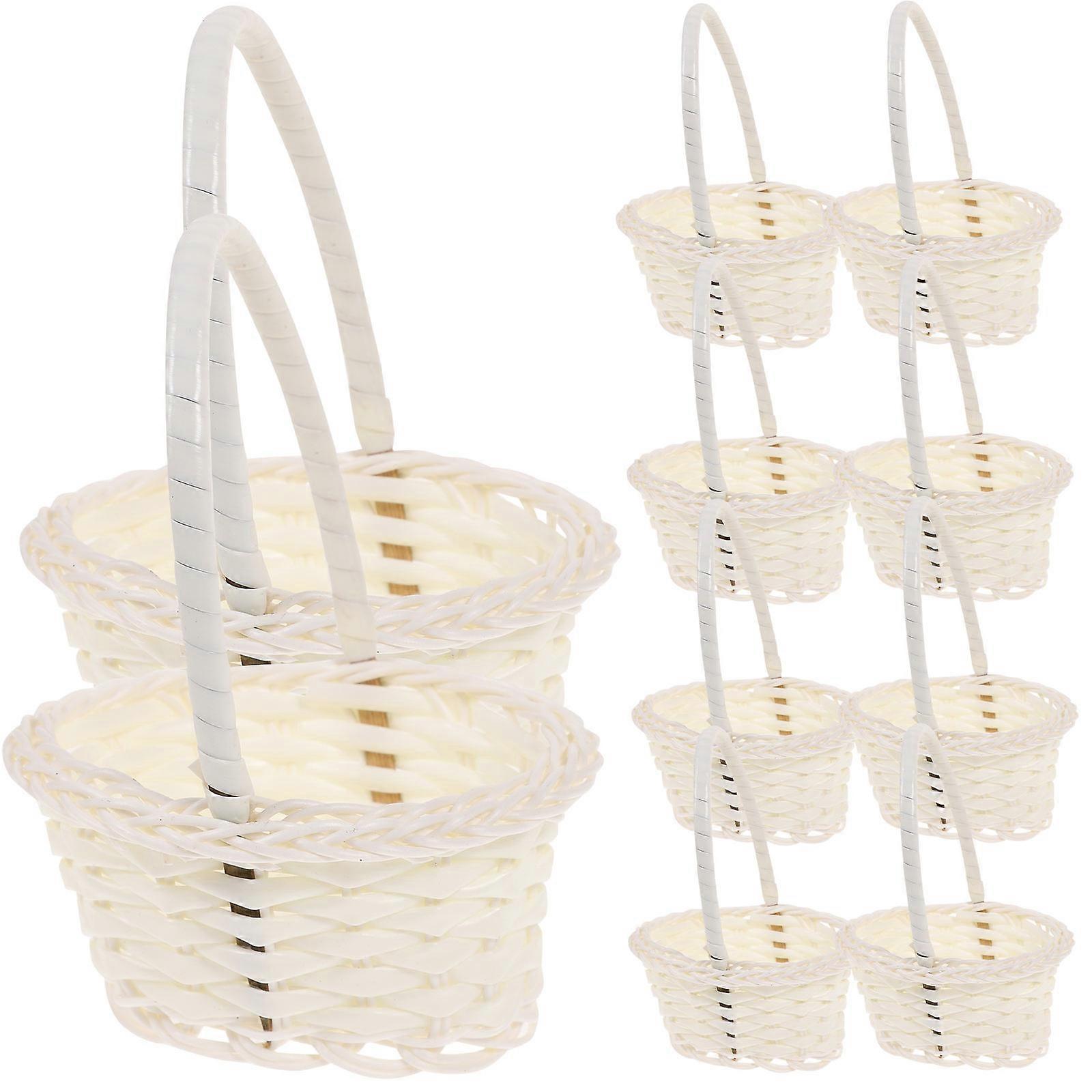 10pcs Multi Function Rattan Vegetable Baskets for Handheld Flower Baskets, Home Decor, Parties & Storage