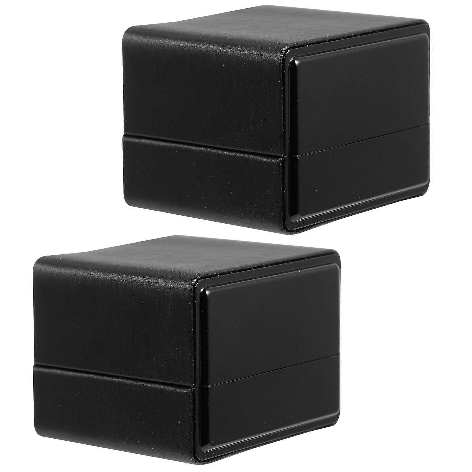 Black Mini Jewelry Storage Case with LED Light for Earrings Rings and Necklaces Flannel Lined Protects from Scratch 2 Pieces