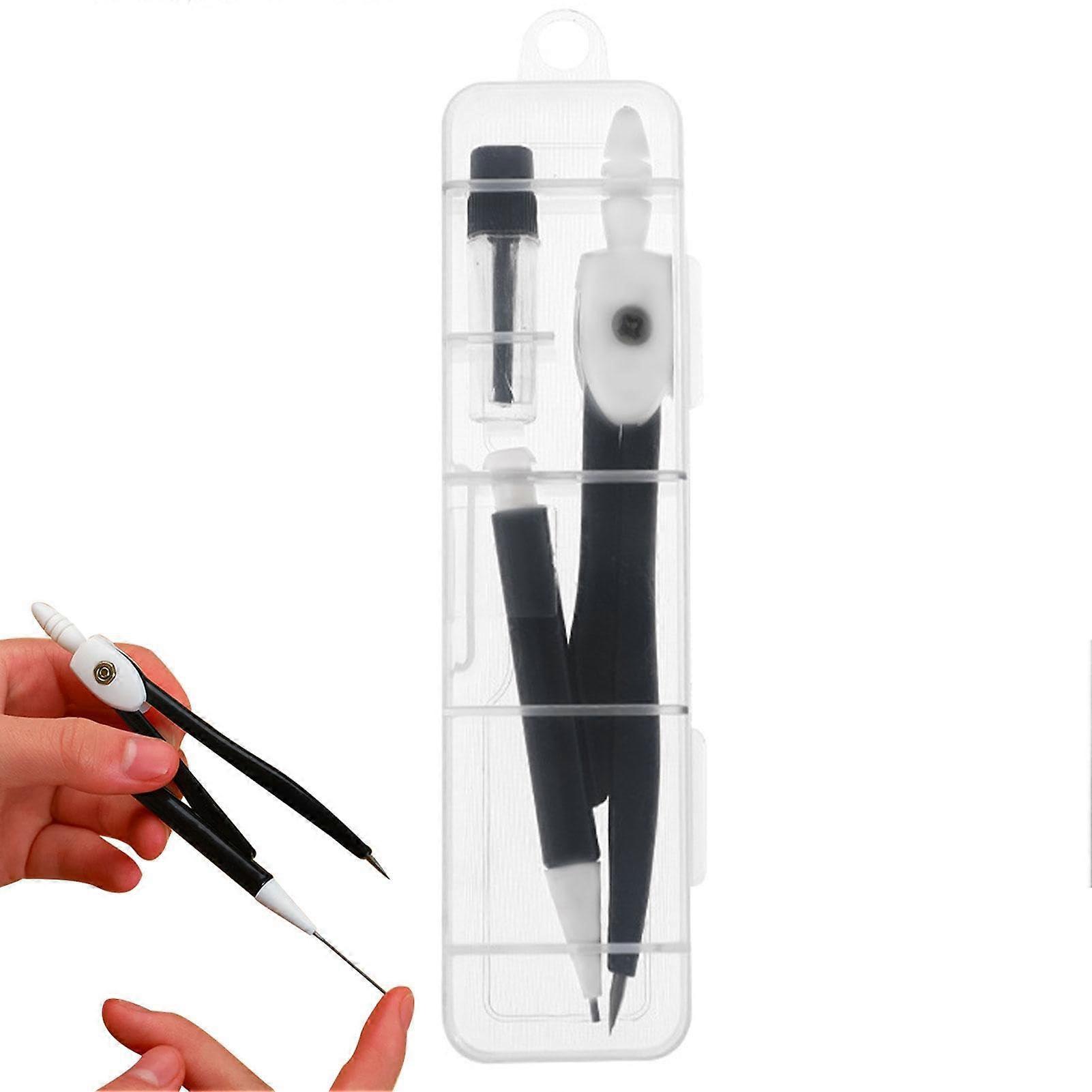 Student Maths Compass Set - Metal Drawing Tools for Geometry, Black Exam Compass for Students, Durable and Precise