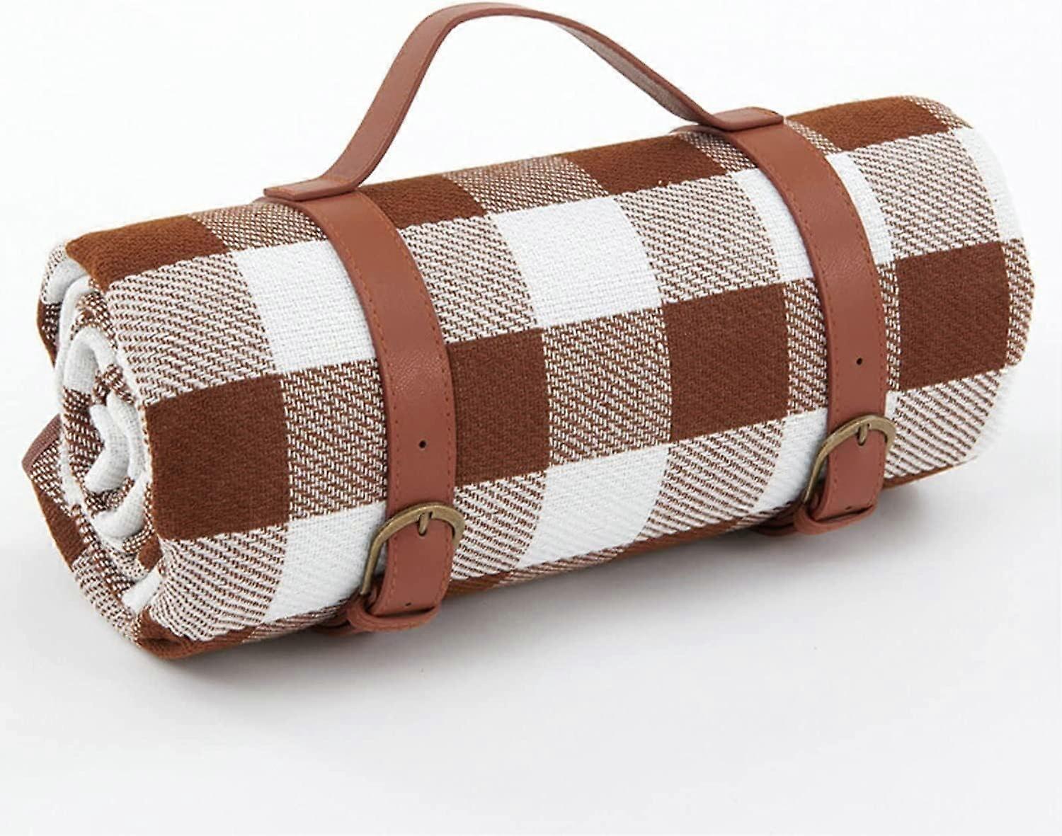 Outdoor beach mat, waterproof picnic blanket, faux leather handle (Color: Style06, Size: 200 x