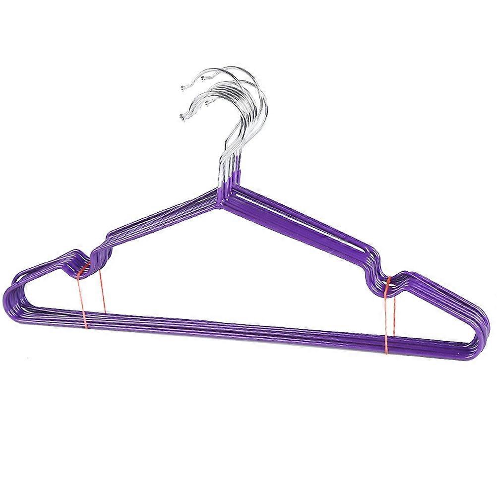 Purple Metal Clothes Hanger with Non Slip Design for Hanging Coat Strong and Lightweight Perfect for Shirts Sweaters 10pcs