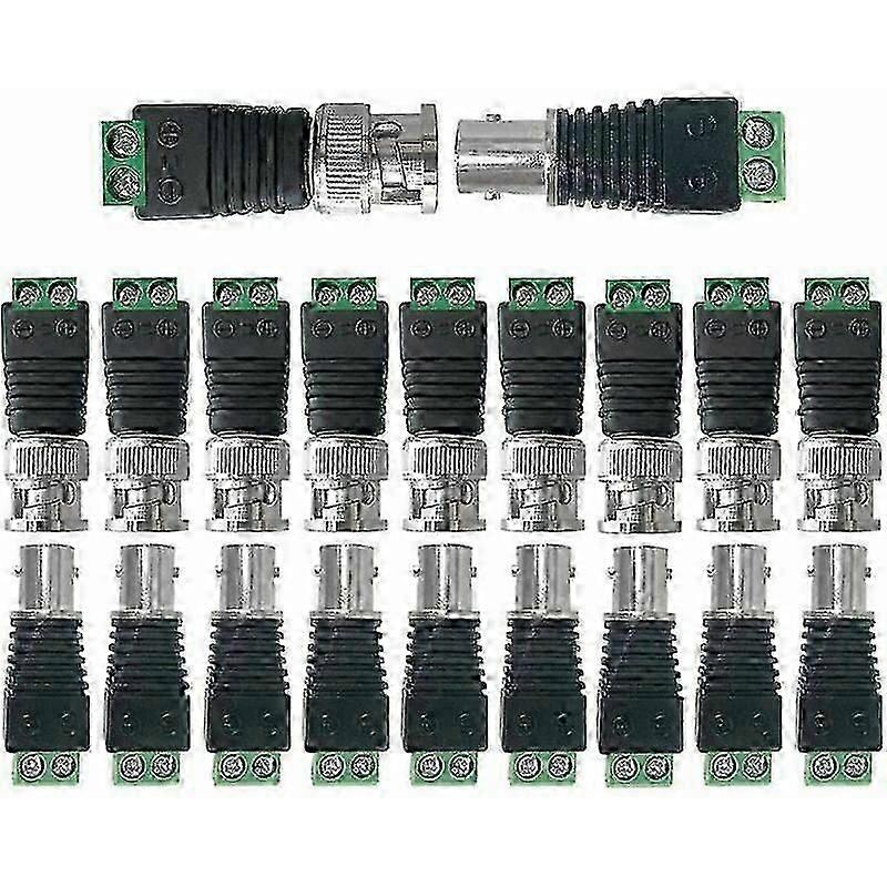 10-Pair BNC Video Balun Connector Kit, Male to Female Terminal Block Adapter for CCTV Security Camera Surveillance System