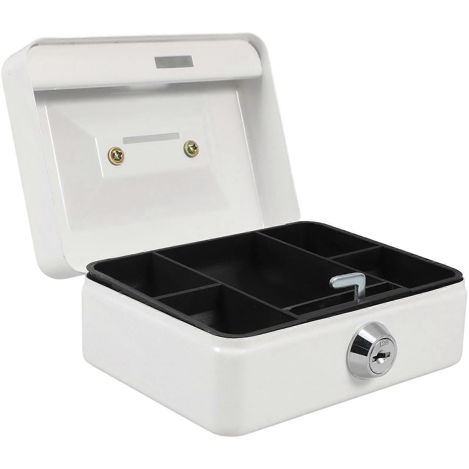 Small Lock Box For Cash Durable Iron Construction Commercial Settings Secure Storage Large Capacity 1Pcs