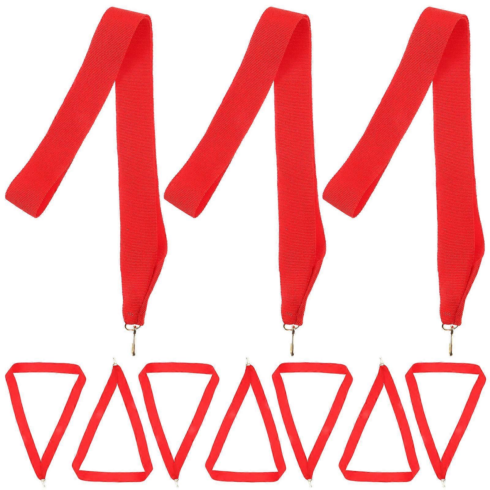 Competition Medal Lanyards 10pcs Red Polyester Neck Ribbons with Triangular Hooks for Sports Events Team Activities Relay Races Multi Function Award