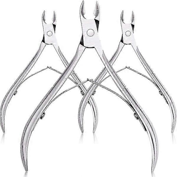 3-pack cuticle scissors cuticle nipper pointed blade cuticle trimmer nail clipper tool (Silver)