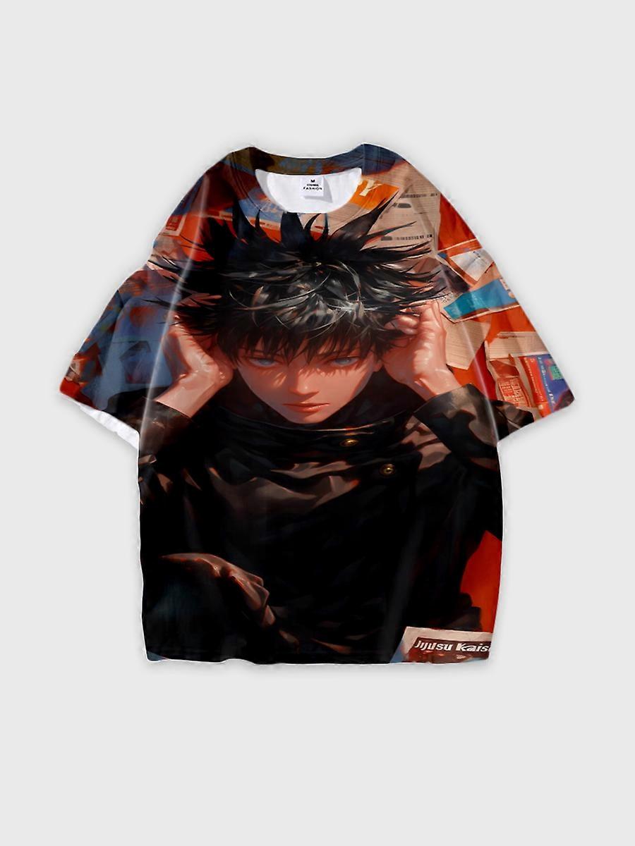 T-shirt round neck Character Pattern loose short sleeve P2498