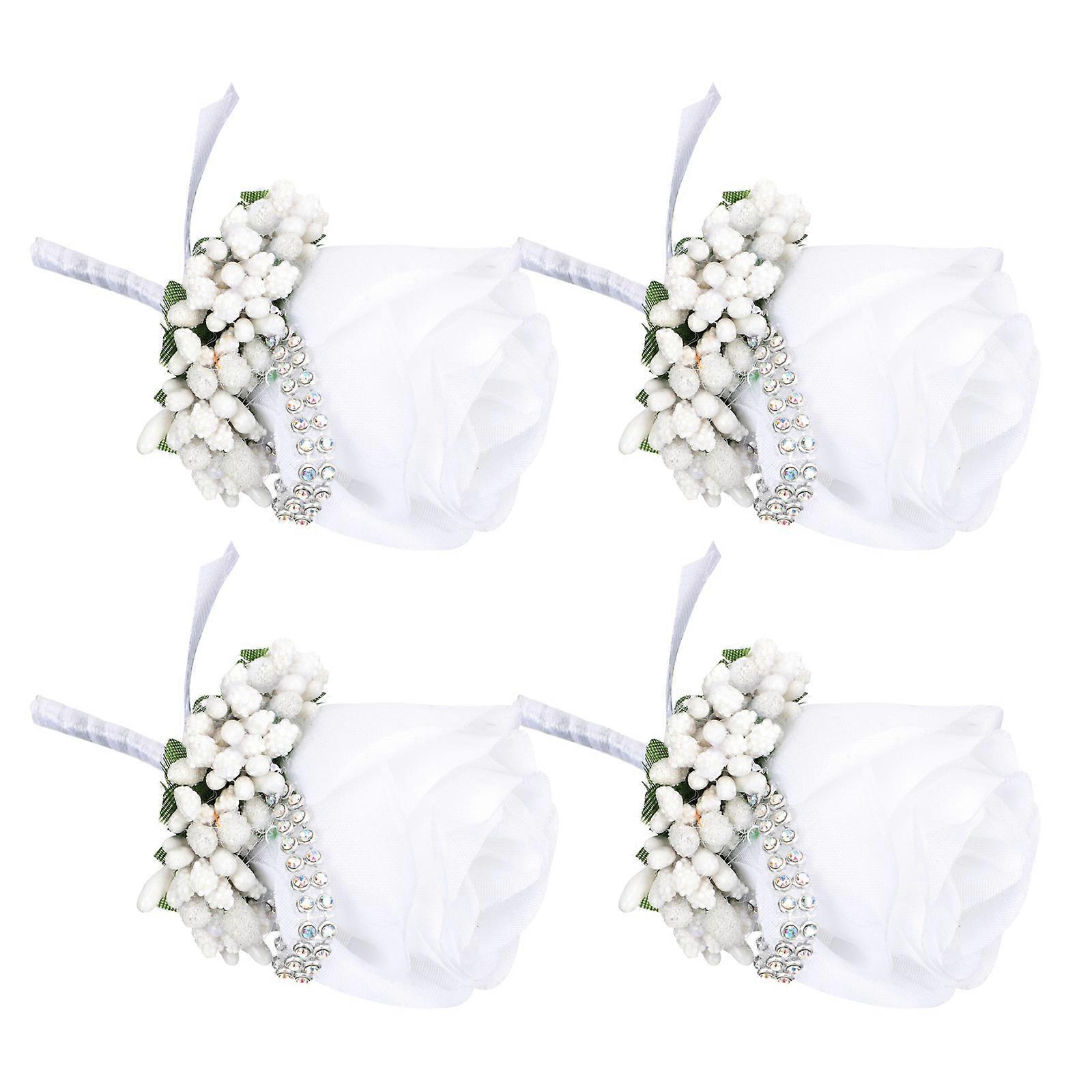 Corsage Bröllop Smycken 4st Blomma Form För Brud Brudgum Fader Imponerande Design Perfekt För Formella Tillfällen 11,5x2cm
