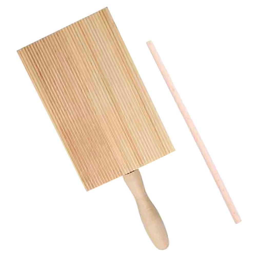 Wood Gnocchi Board for Making Pasta at Home and Practical Kitchen Tool with Ergonomic Handle Khaki 1 Set