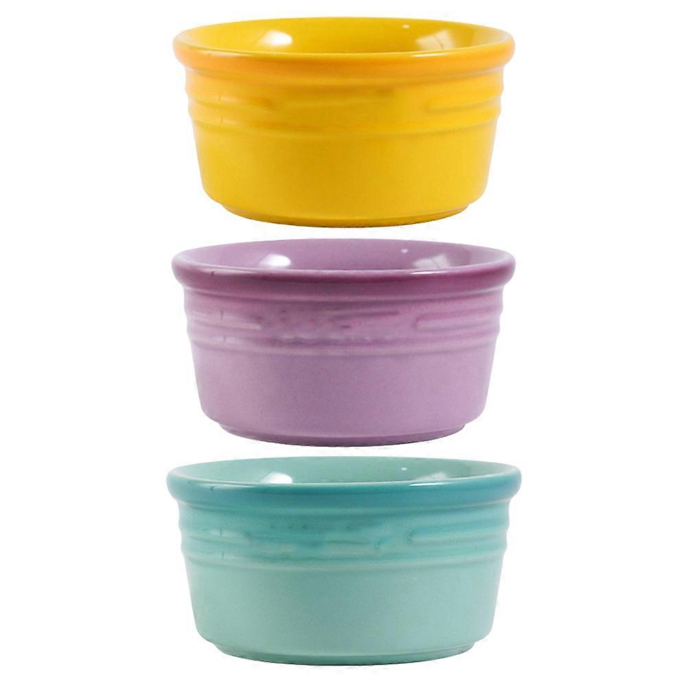 Lot de 3 ramequins colorés en céramique pour desserts, petits bols