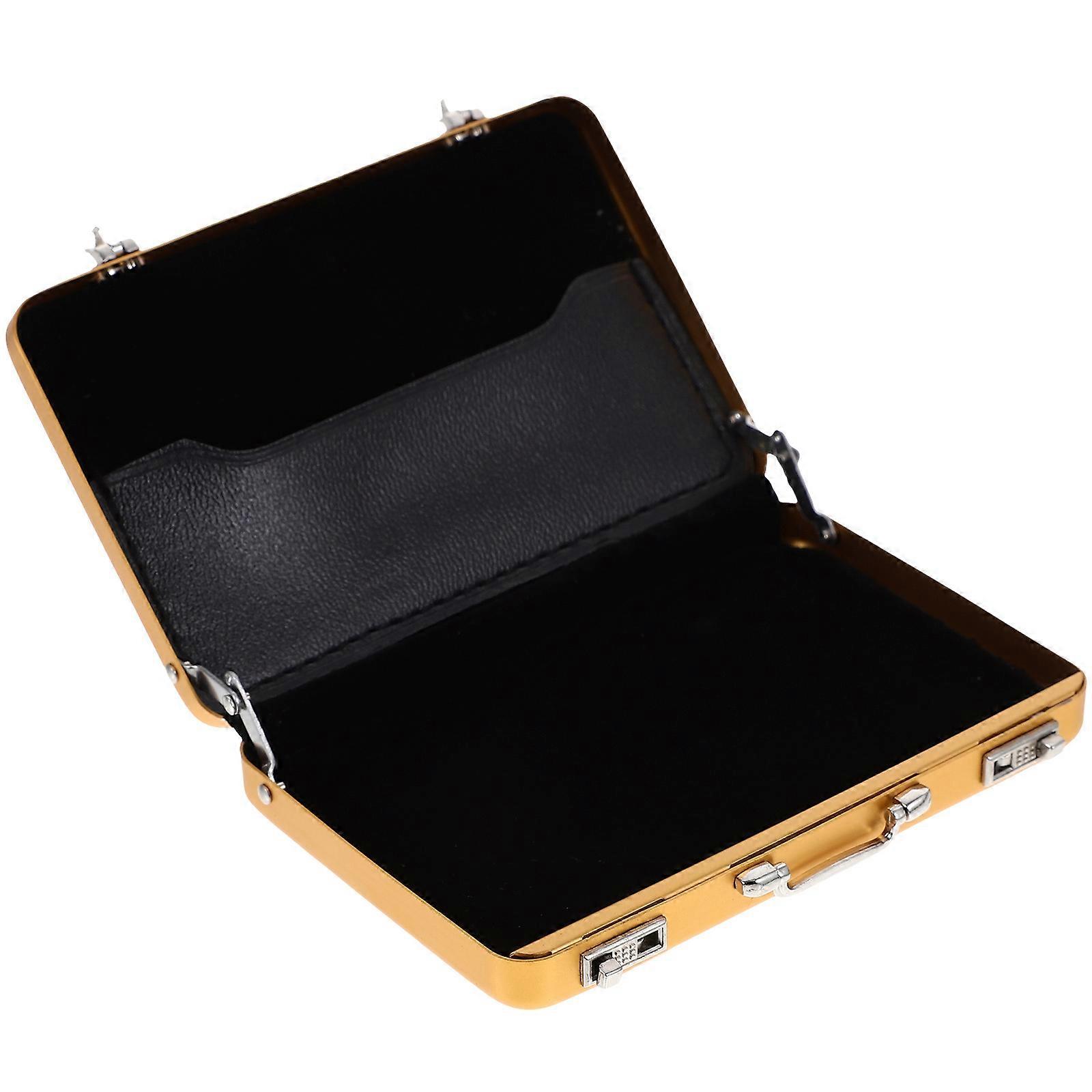 Mini Briefcase Business Card Holder Large Capacity, Secure Snap Closure, Portable Metal Case for Travel & Desk Use, Stylish Design for Professionals