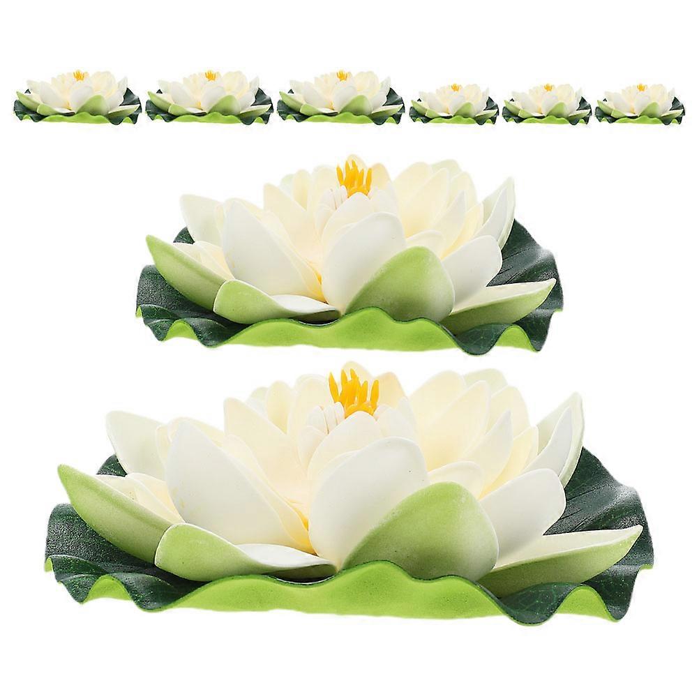 Artificial Lotus Flowers 8Pcs White Eva with Seamless Floating Design for Decoration