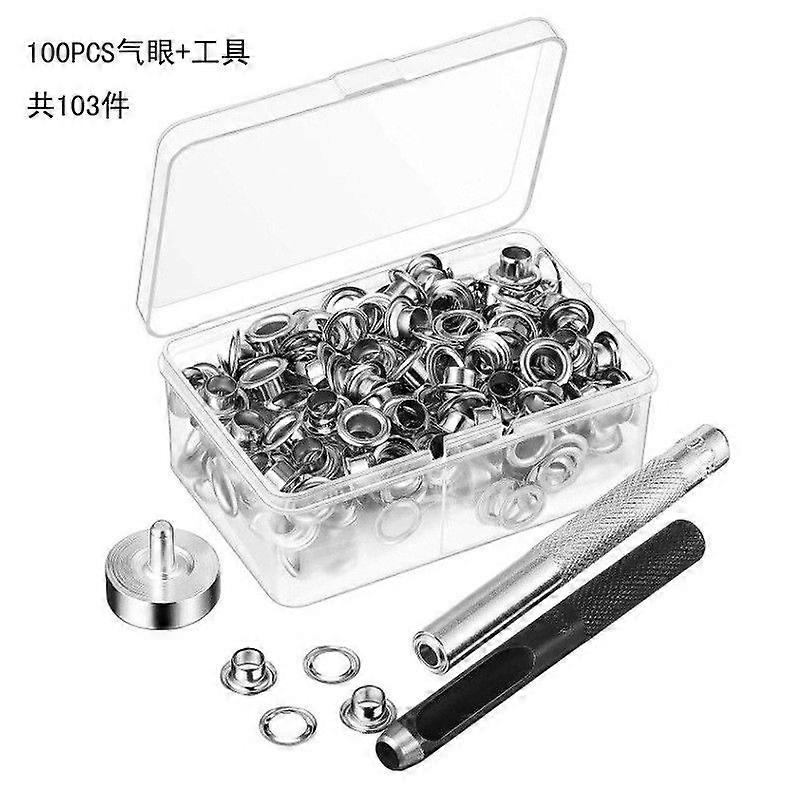 1 Set Grommet Tool Kit with Metal Eyelets and Installation Tools for DIY Crafts Curtains Tarps Fabric Bags and More