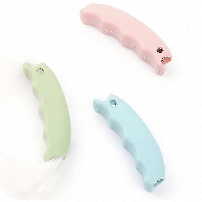Reusable Silicone Bag Handles with Key Ring - Portable Grocery Shopping Carry Handles (9x2.5cm, 3Pcs, Blue)