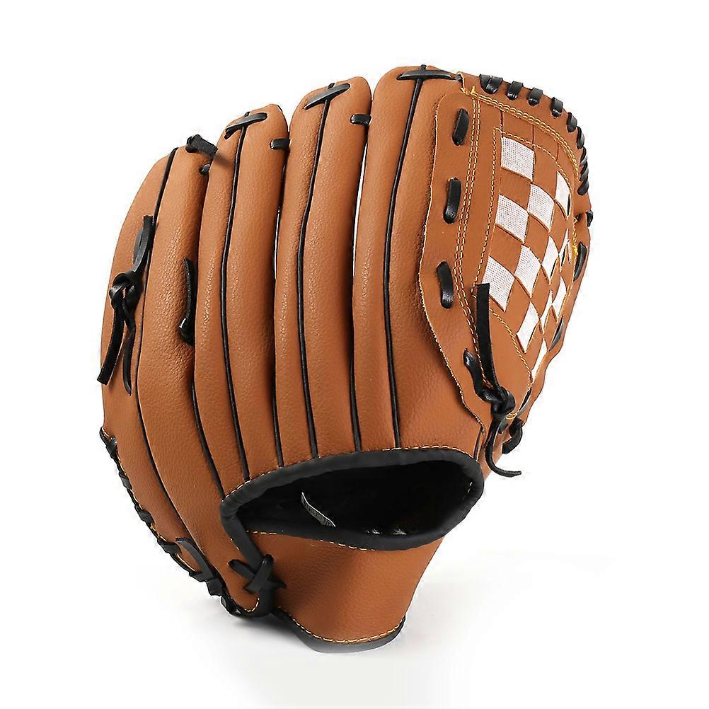 Thicken Infield Pitcher Glove with PU Material Great for Sports Use Brown 10.5 Inch