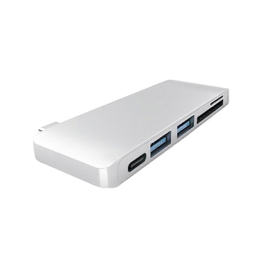 Usb C Card Reader Type-C Usb 3.0 Combo Hub Adapter For Travel Charging Data Sync Silver 9.5Cm X 3Cm X 1Cm Aluminium Alloy 1Pack