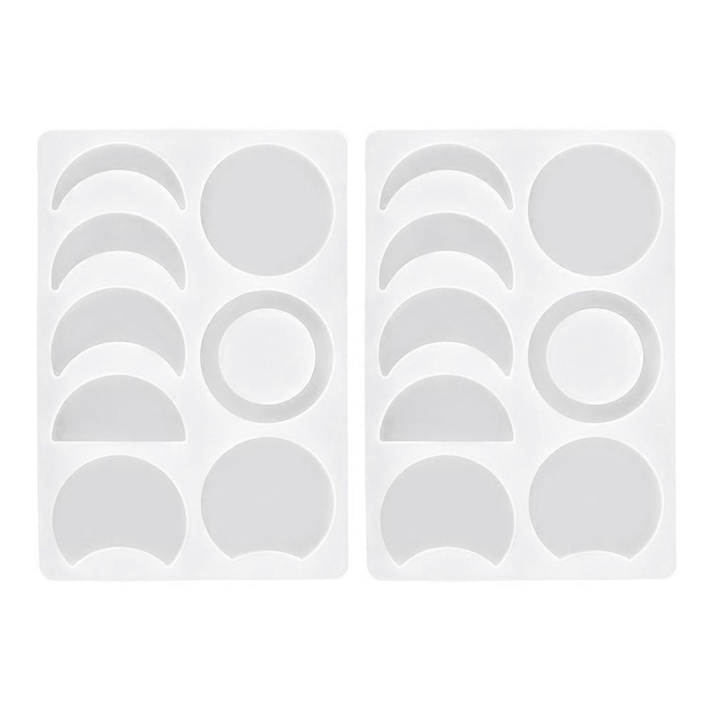 Resin Epoxy Moon Phase Molds Silicone Mold Handicraft Creation White 17.00 X 11.00 X 0.60Cm Durable 2Pcs