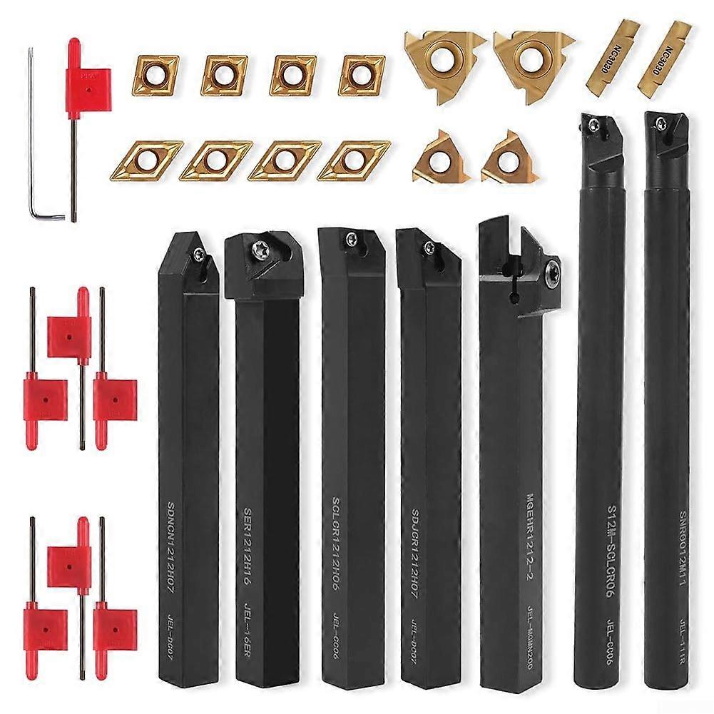 21-Piece Reversible Cutting Tool Set for Metal and Wood Machining Applications, High-Precision Design