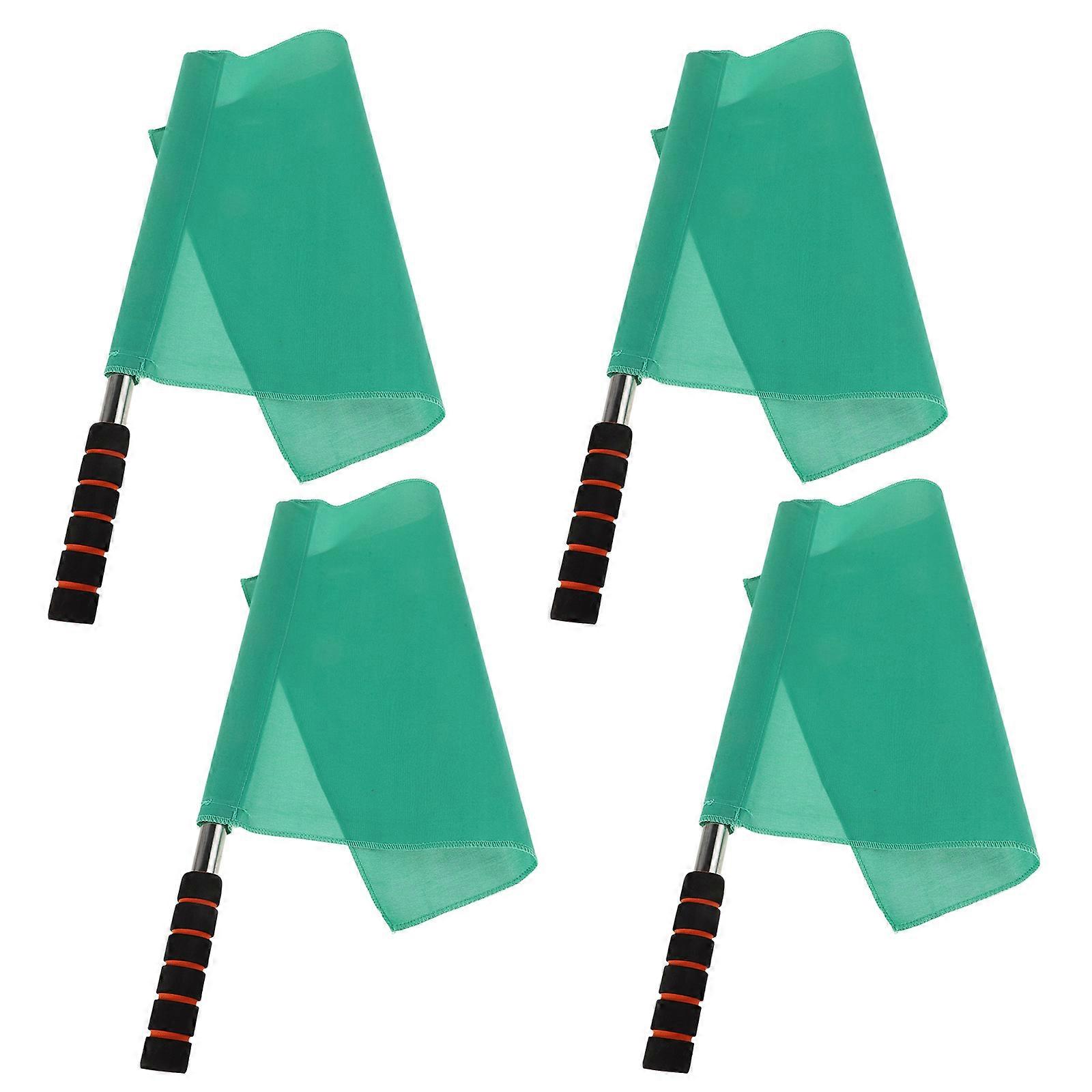 4pcs Durable High Visibility Referee Flags with Stainless Steel Poles for Outdoor Sports Games
