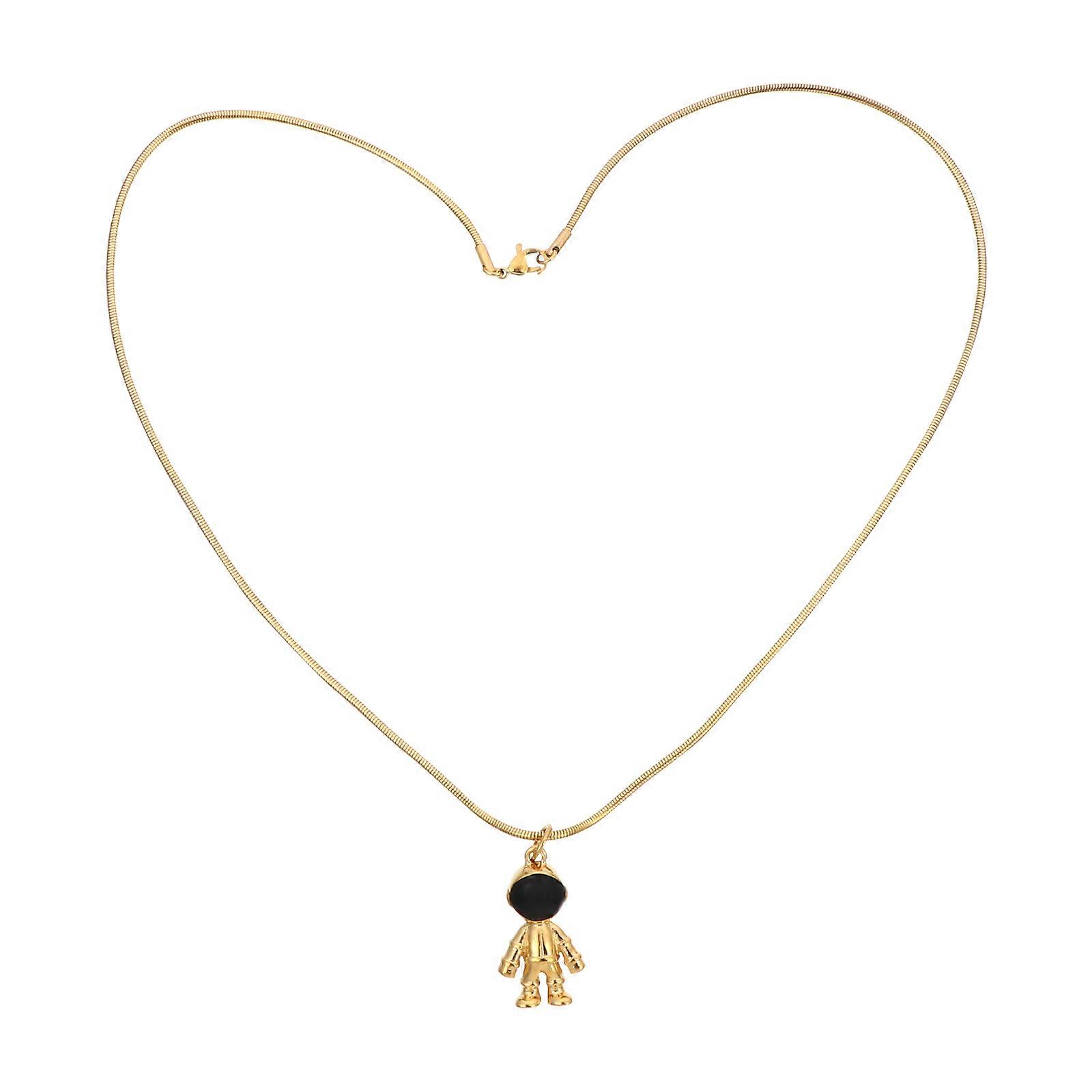 Golden Astronaut Necklace with Titanium Steel Chain for Adornment Elegant and Scratch Resistant 1 Pc