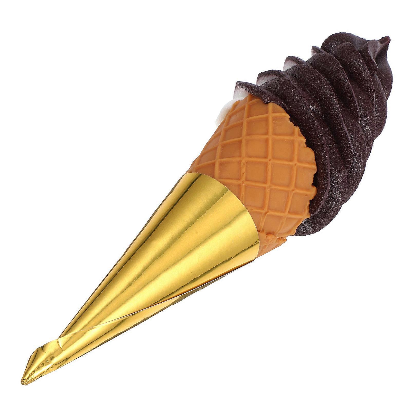 Artificial Ice Cream Cone Decoration Made of PVC Coffee Color Realistic Design for Photo Props and Home Display 6 Inches