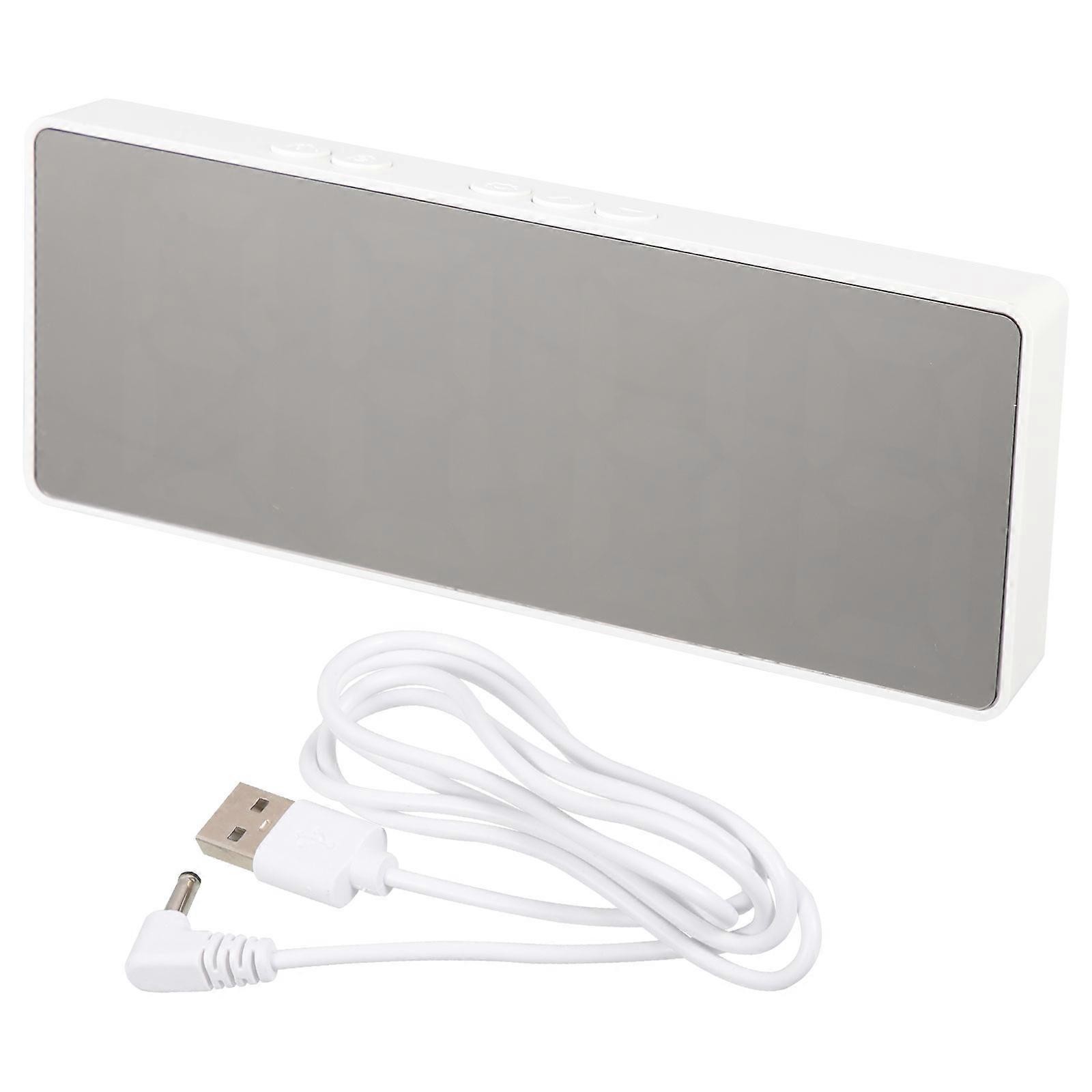 Small Digital Alarm Clock Bedroom Use Rectangular Plastic Temperature Display Voice Control 1Pack