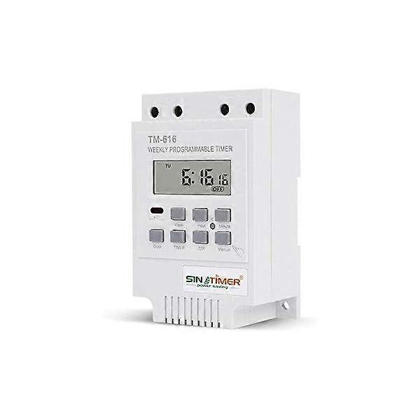 1x TM616 Relay Switch Programmer, 12V Timer Schedule Electric Weekly Timer Switch with LCD Digital Display - White