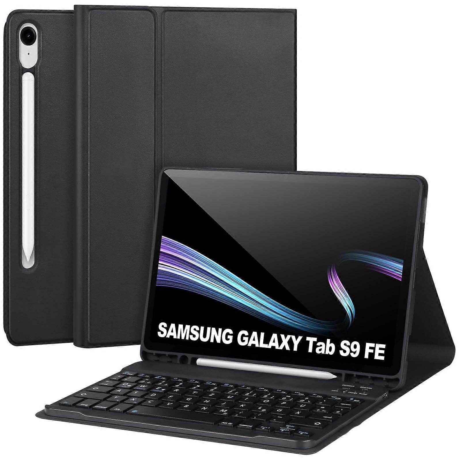 Keyboard Case for Samsung Galaxy Tab S9 FE 10.9 Inch, with S Pen Holder, Wireless Bluetooth Keyboard, Auto Wake/Sleep, Black