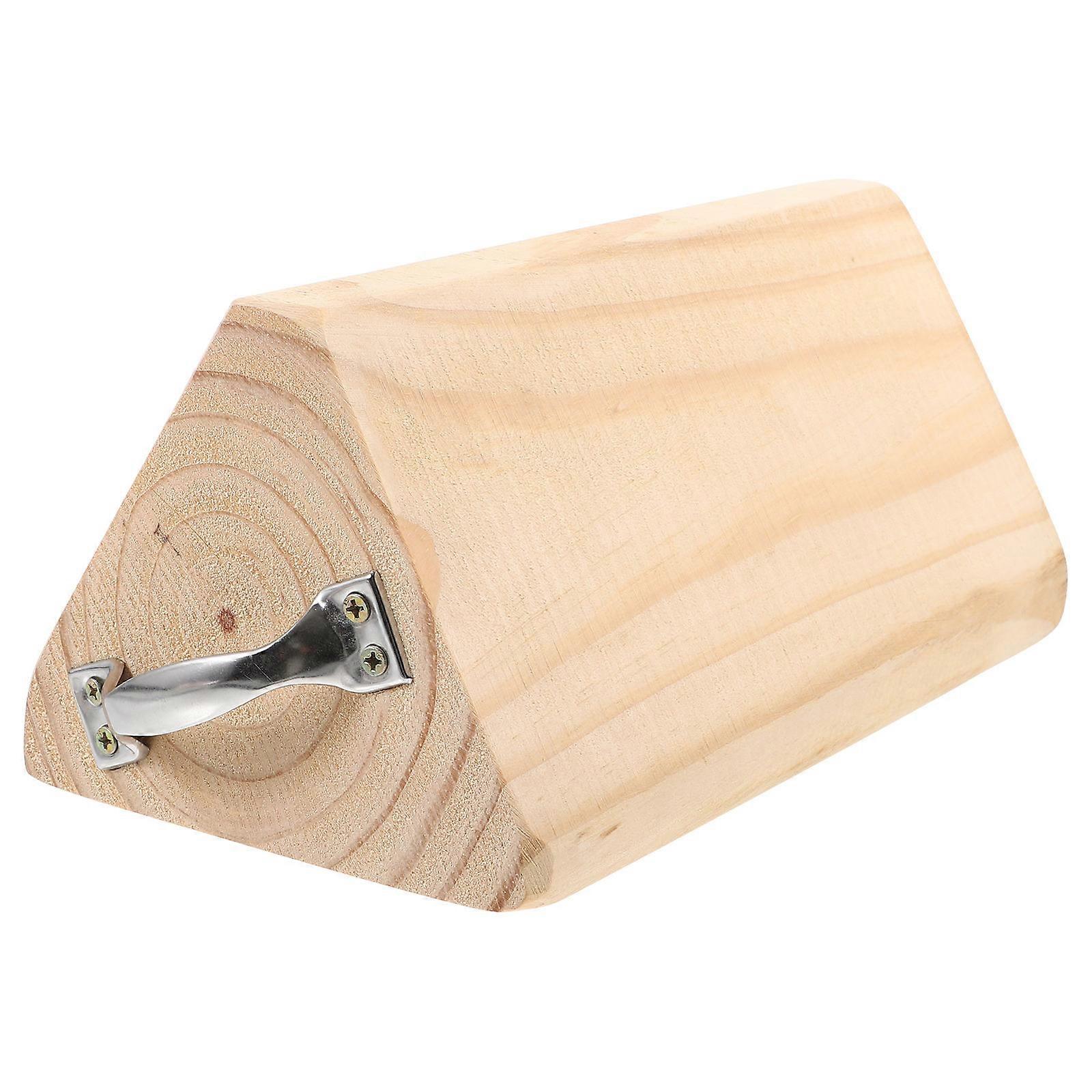 Wood Wheel Chocks for Cars with Triangular Design Light Yellow Color Ensures Stability and Safety 6.5 x 4.5 x 3 Inches