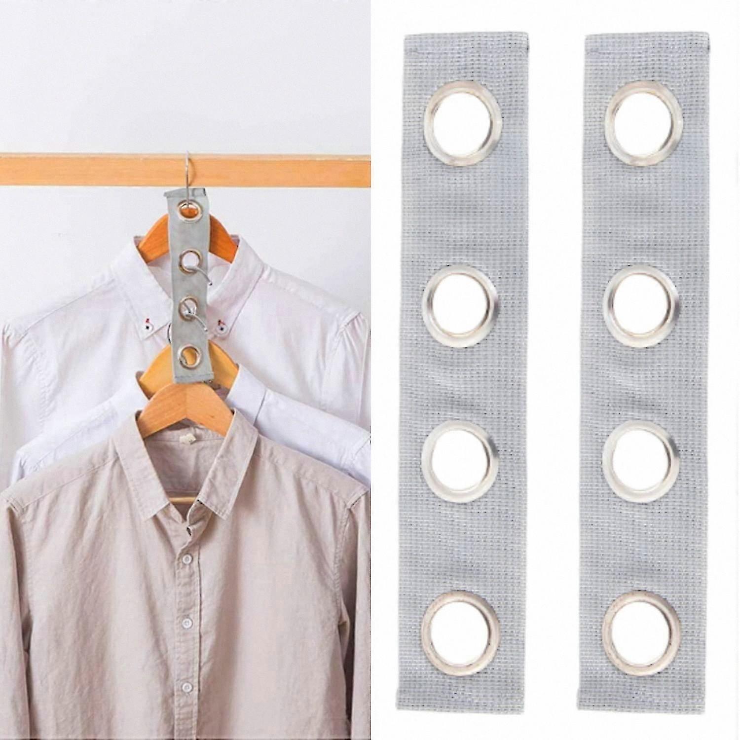 2-Piece Hanger Connector Set, Metal Ring Hooks with Webbing Clips for Cascading Clothes Organization and Extender Solutions