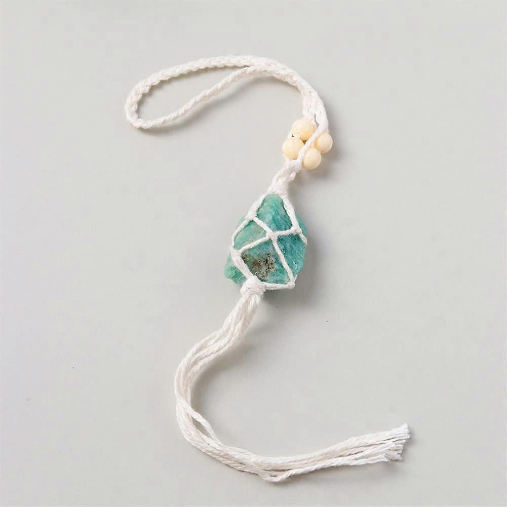 Natural Crystal Stone Rough Unpolished Fluorite Handwoven Net Bag Pendant