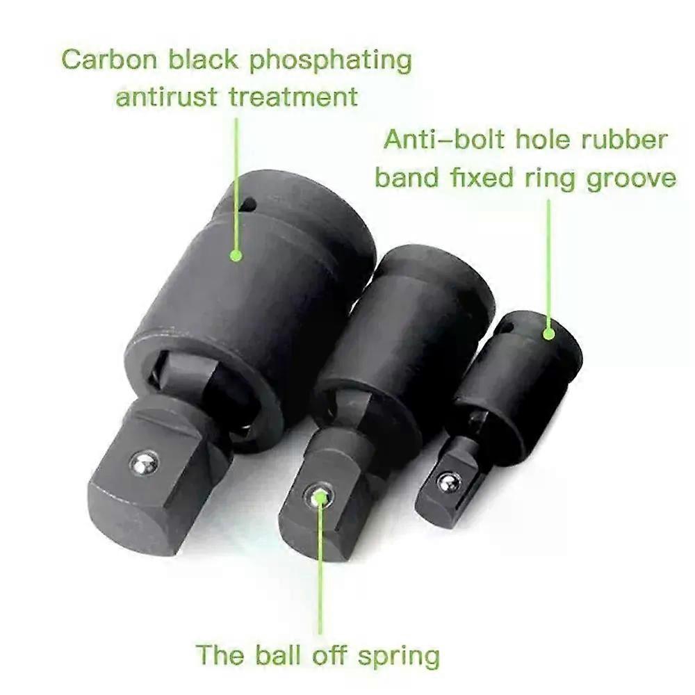 Universal Adjustable Joint Socket Kit 1/4" 3/8" 1/2" Pneumatic Universal Joint Kit Ratchet Right Angle Attachment Bar Socket Adapte