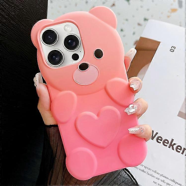 For iPhone 14 Pro Max Bear Shape Oil-sprayed Gradient TPU Phone Case
