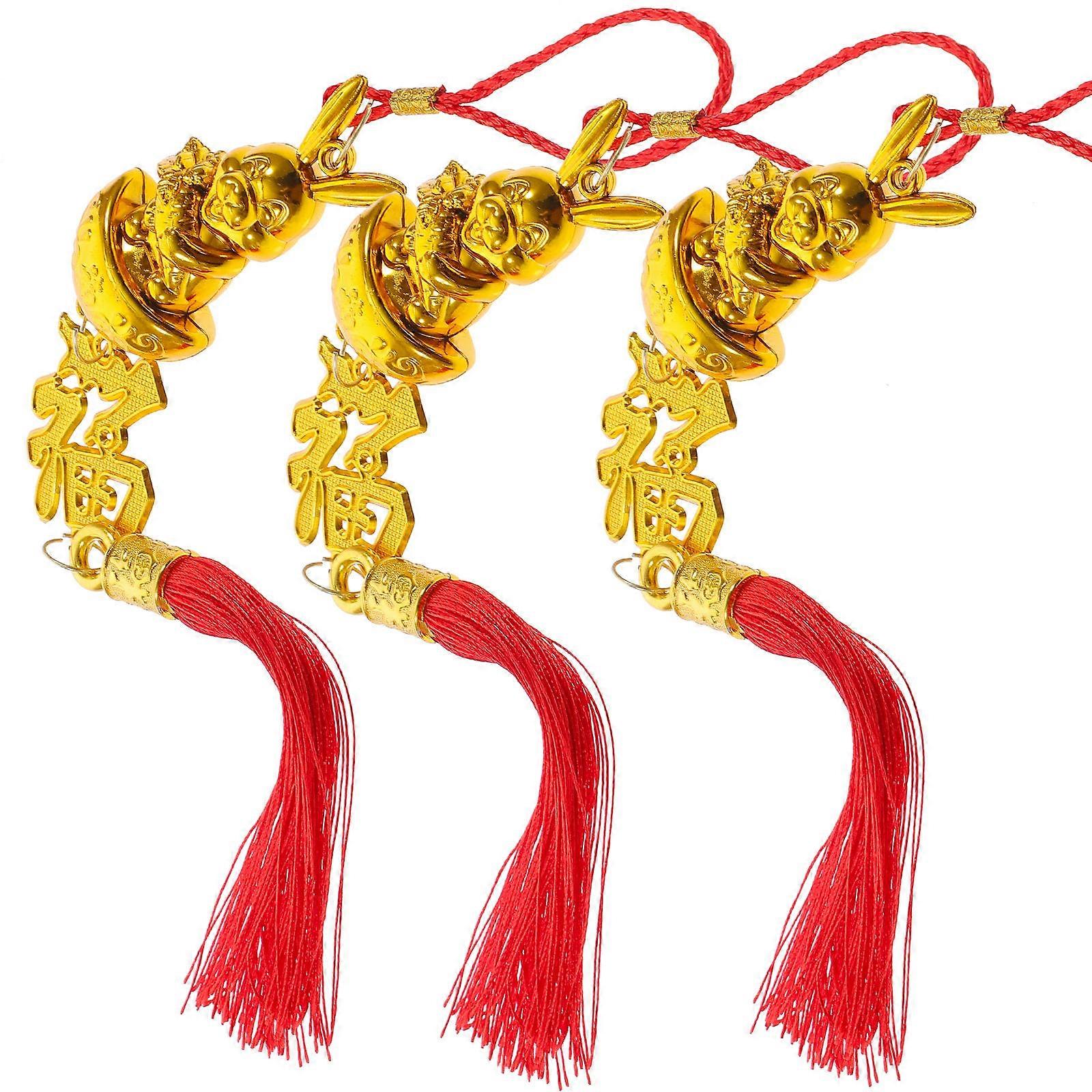 Gold Plated Rabbit Pendant for Hanging Decor 3Pcs Year of The Rabbit